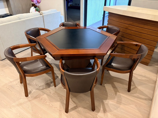 Mesa de Juegos Hexagonal con 6 Sillas