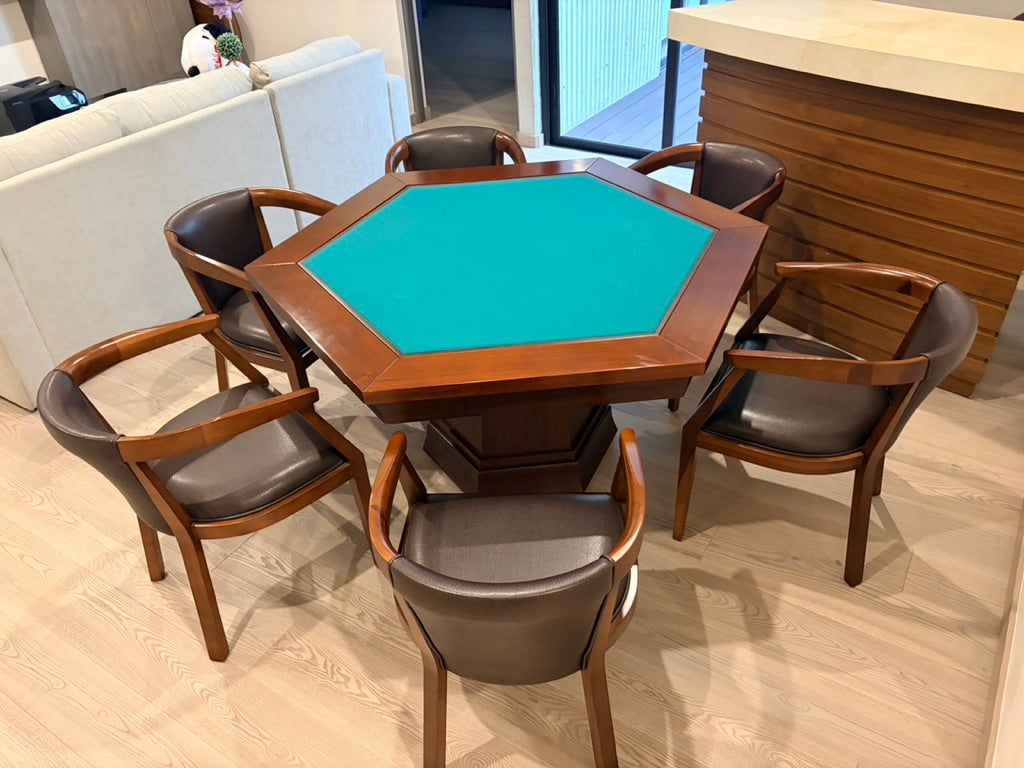 Mesa de Juegos Hexagonal con 6 Sillas