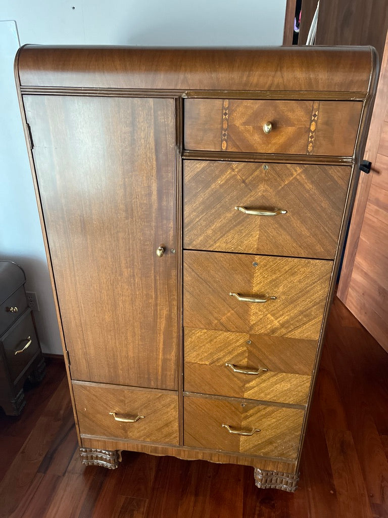 Ropero y Tocador con Taburete Art Deco Original