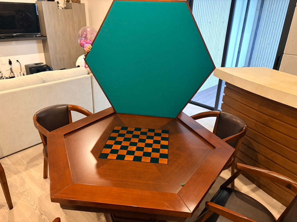 Mesa de Juegos Hexagonal con 6 Sillas