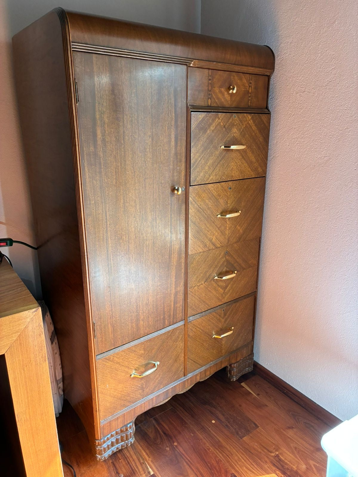 Ropero y Tocador con Taburete Art Deco Original