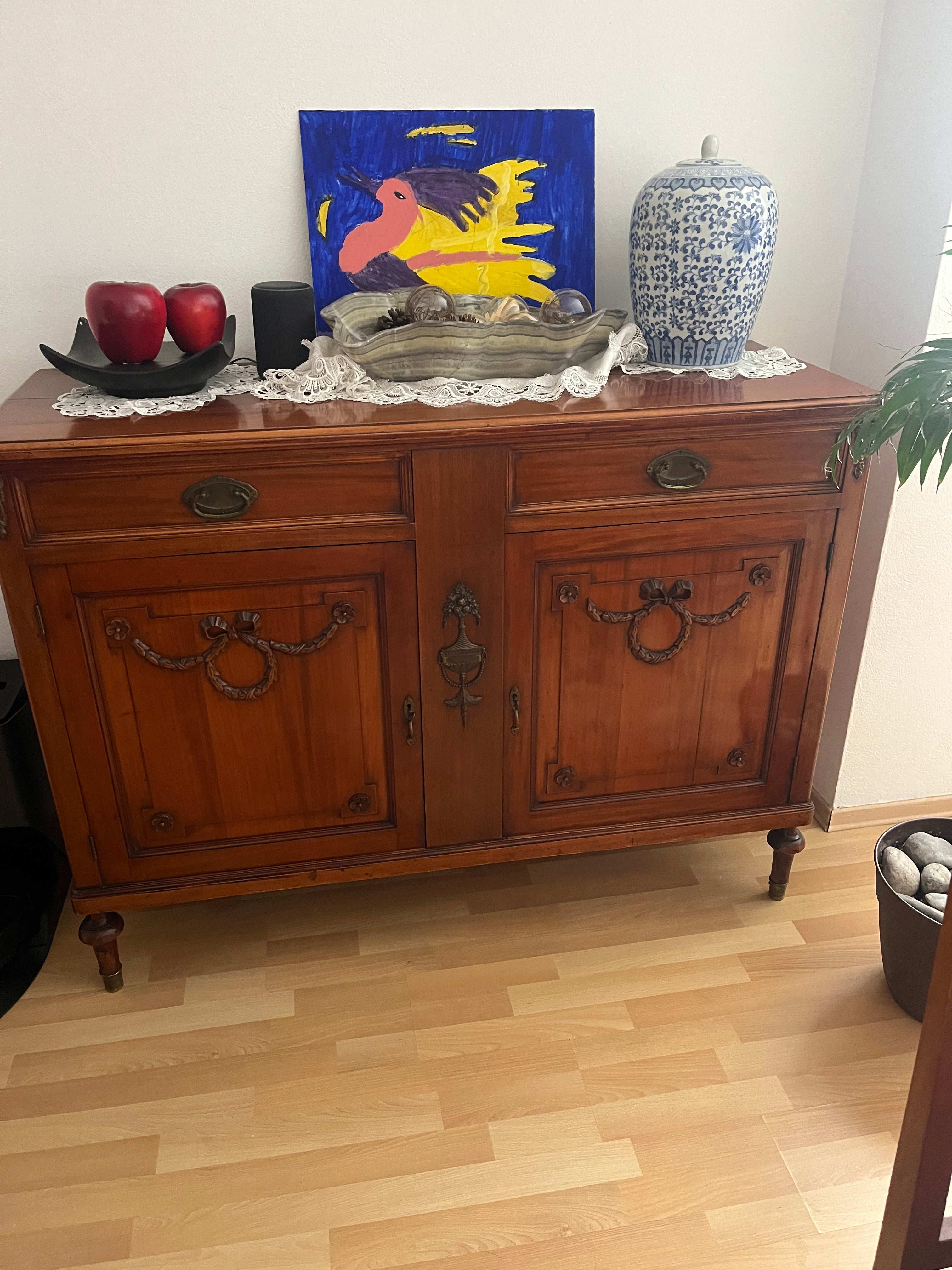 Comedor Antiguo con 6 Sillas, Trinchador, Vitrina y Bufetera (CF1802252)