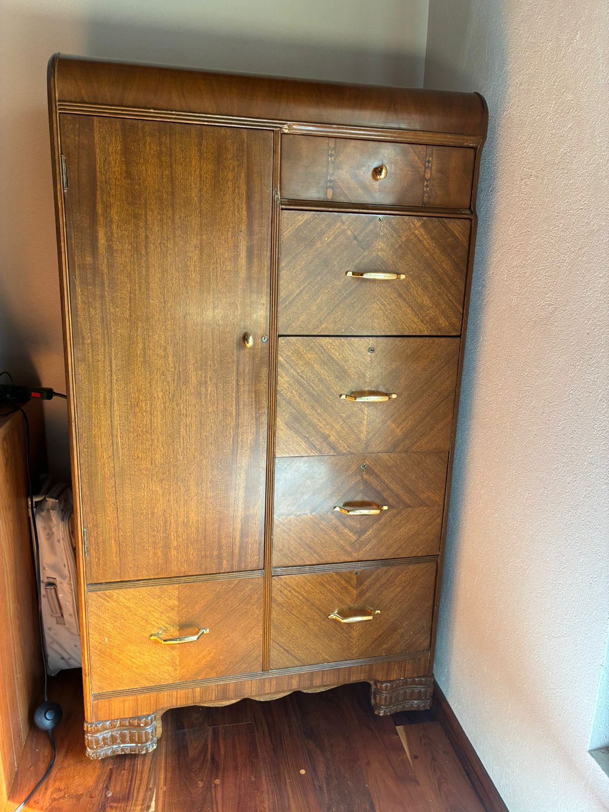 Ropero y Tocador con Taburete Art Deco Original