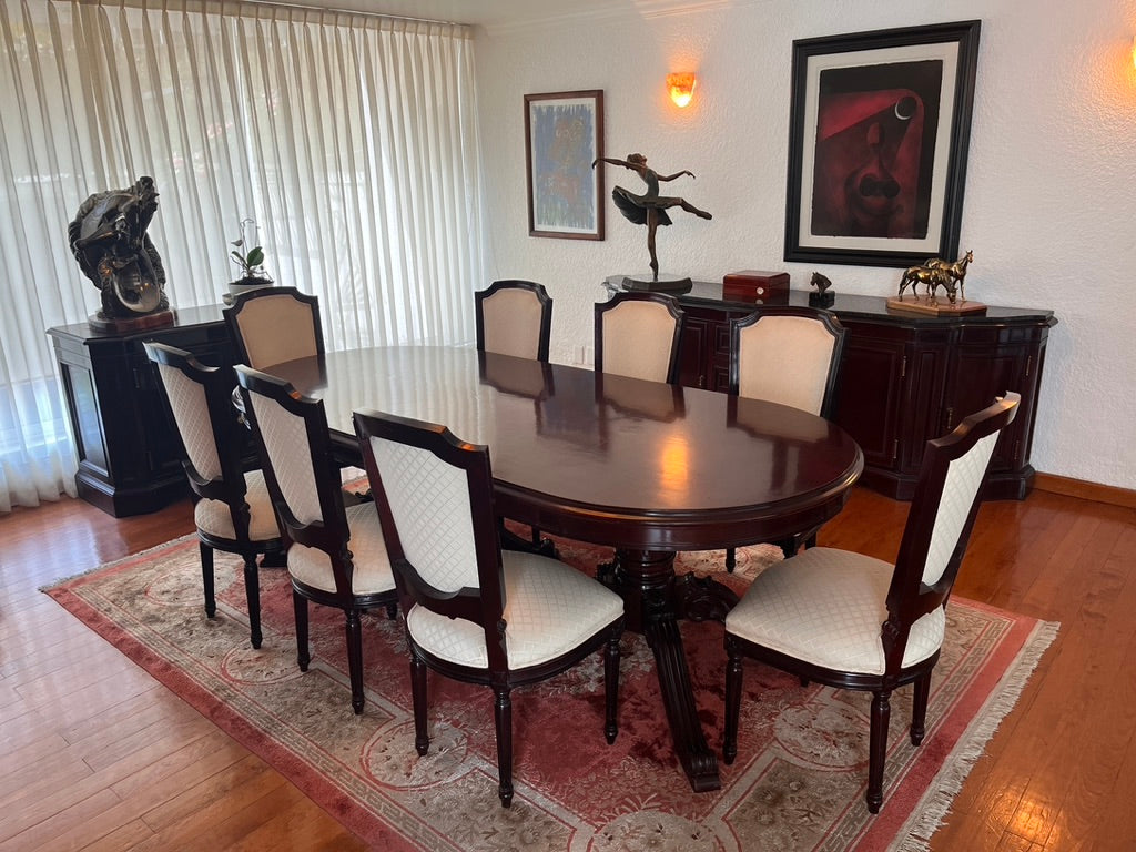 Comedor Ovalado 8 Sillas Tapiz Blanco. No incluye Trinchadores  (CF0802231)